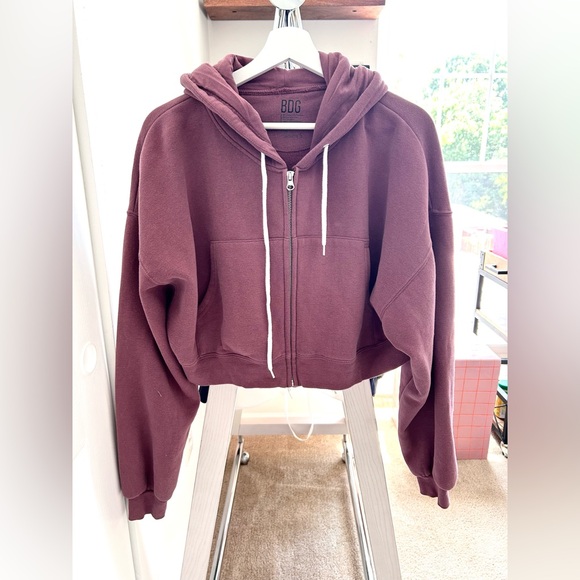 Urban Outfitters BDG Leah Cropped Zip-Front Hoodie Sweatshirt - Picture 2 of 4